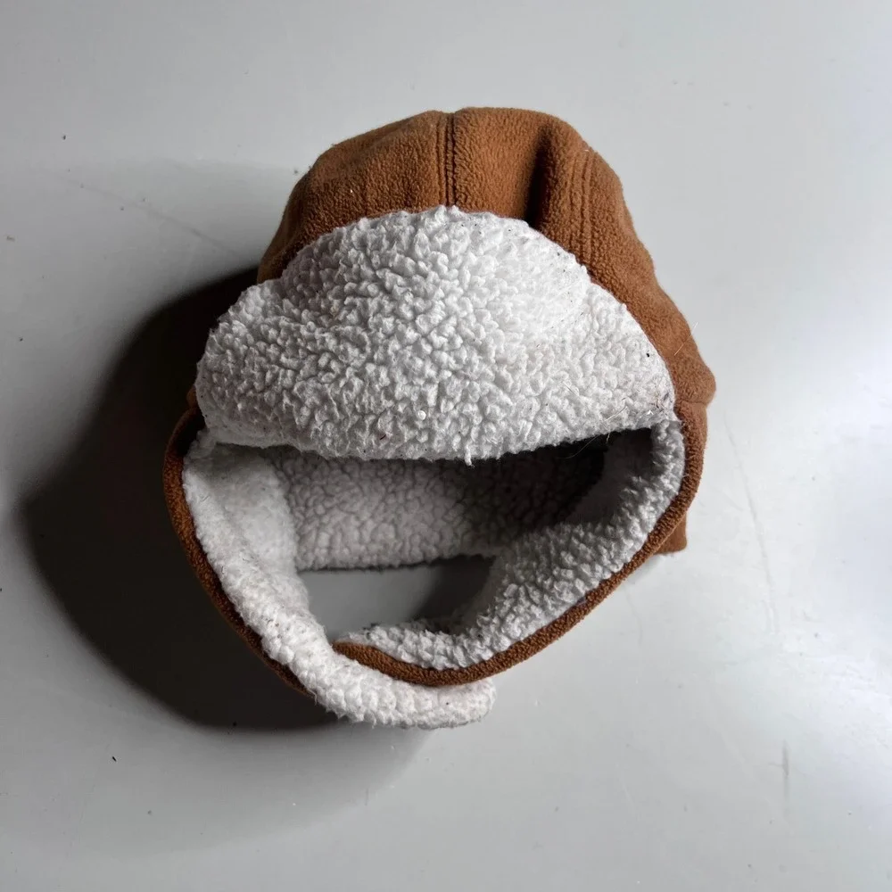 Carhartt Infant Toddler Brown Fleece Sherpa Lined Trapper Hat AH8950 Small Stain